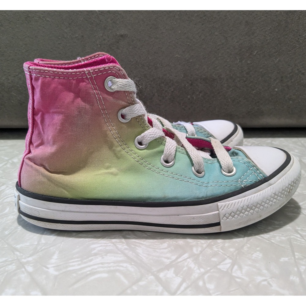 Converse Chuck Taylor All Star High Top Ombre Pink Teal Rainbow 12 Youth Kids - Picture 2 of 7